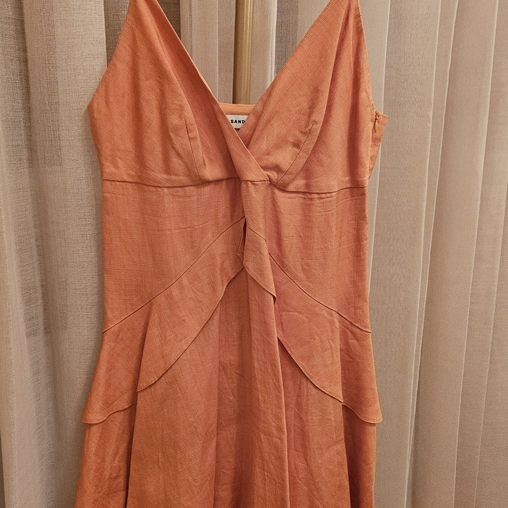 Sandro Strapless Dress in Warm Orange